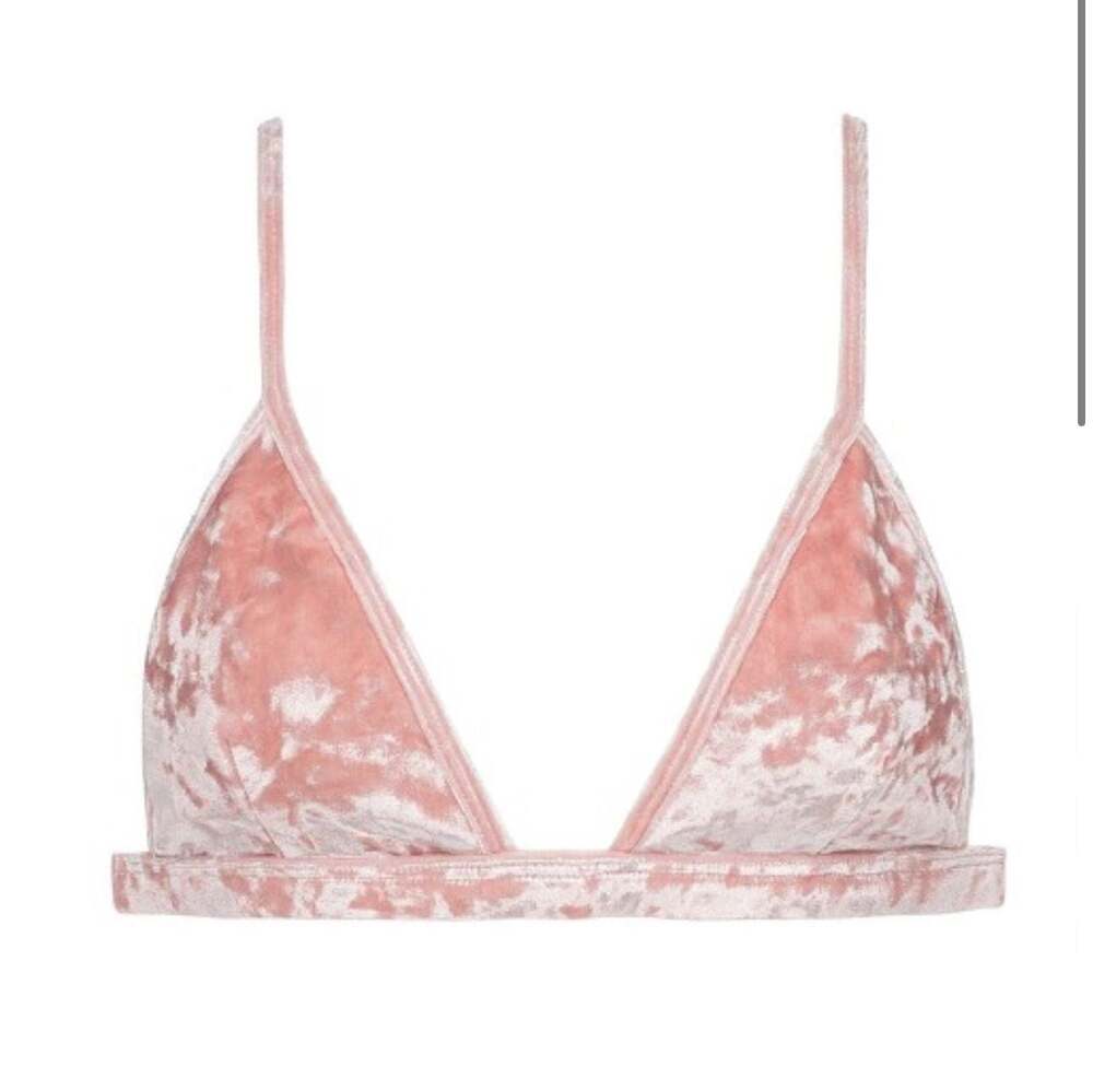 Montce Swim Pink Velvet Ruffle Bikini Set Size S Top M Bottom - Picture 3 of 9